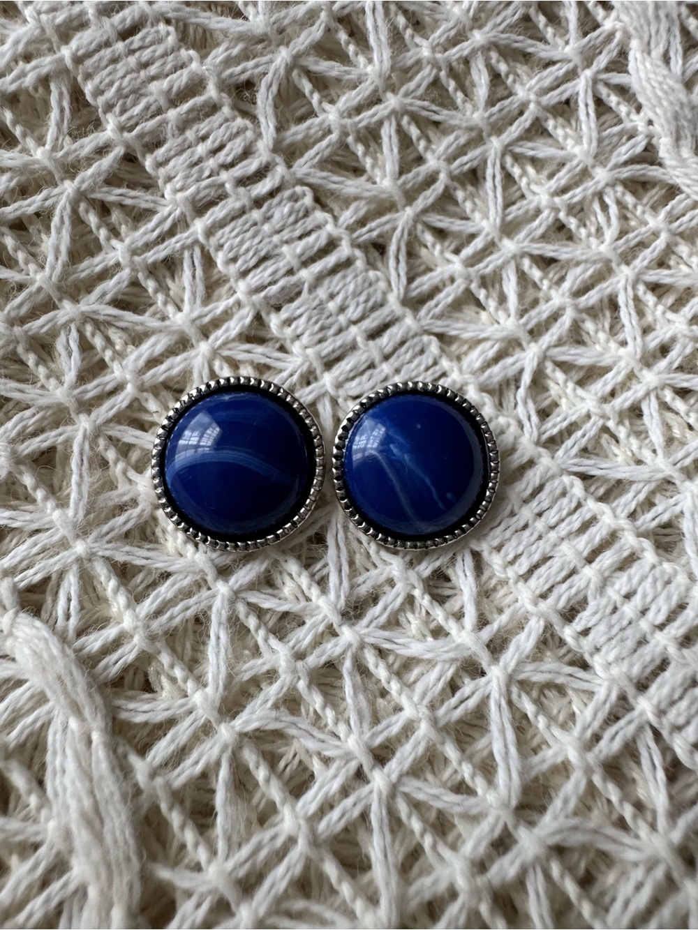 Lapis Lazuli Cabochon Sterling Silver Stud Earrings